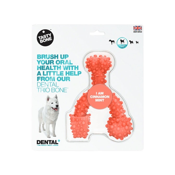 TastyBone, Dental TrioBone Cinnamon Mint Chew Toy - Image 2