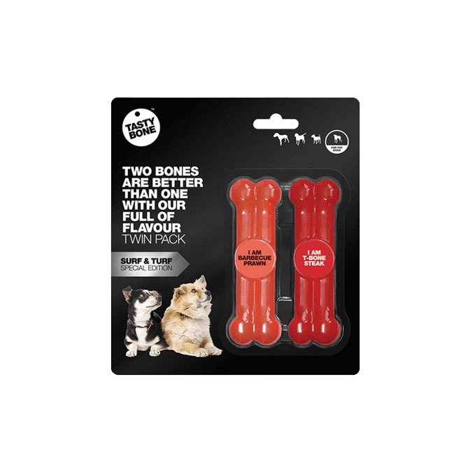 TastyBone, Twin Pack Surf 'N' Turf Chew Toy for Dogs