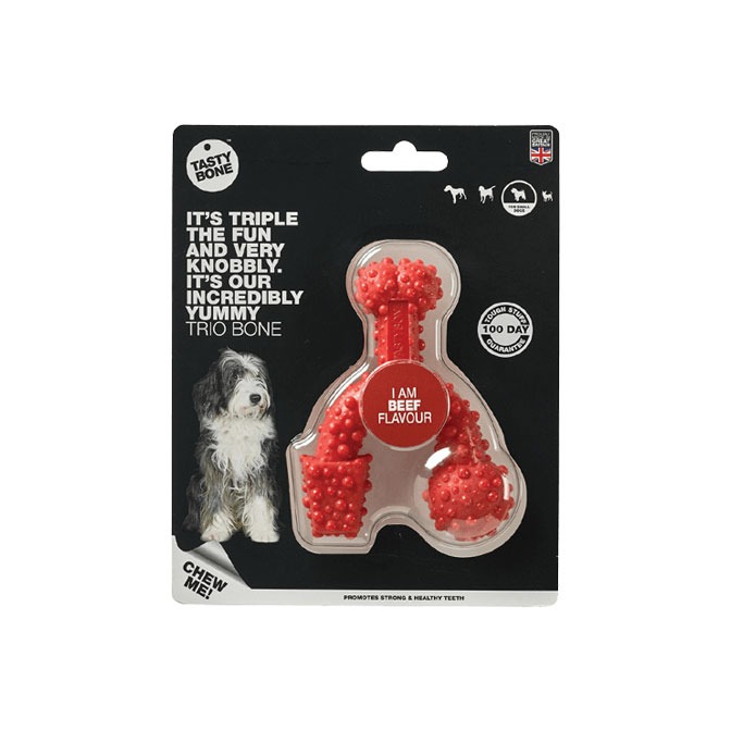 TastyBone, TrioBone Beef Chew Toy - Image 2