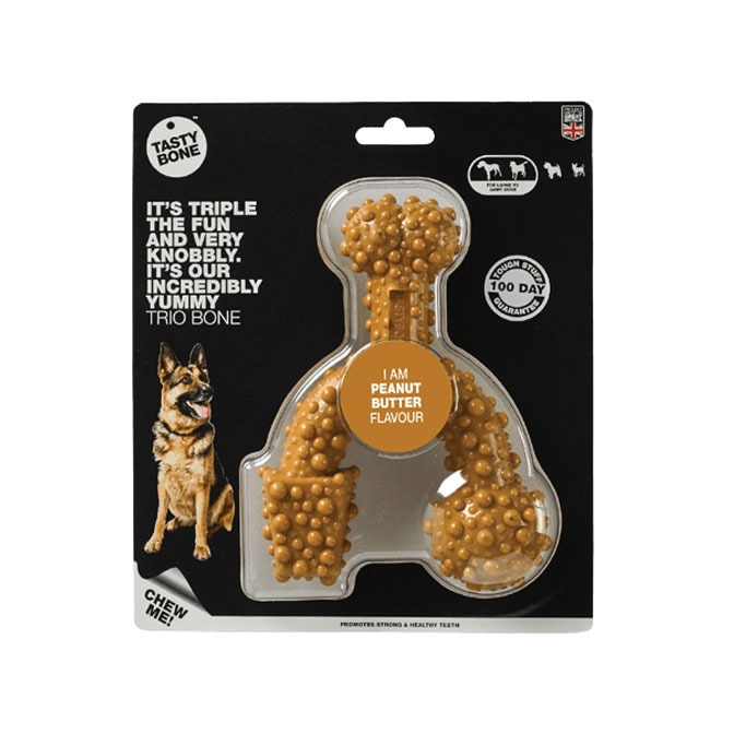 TastyBone, TrioBone Peanut Butter Chew Toy - Image 3