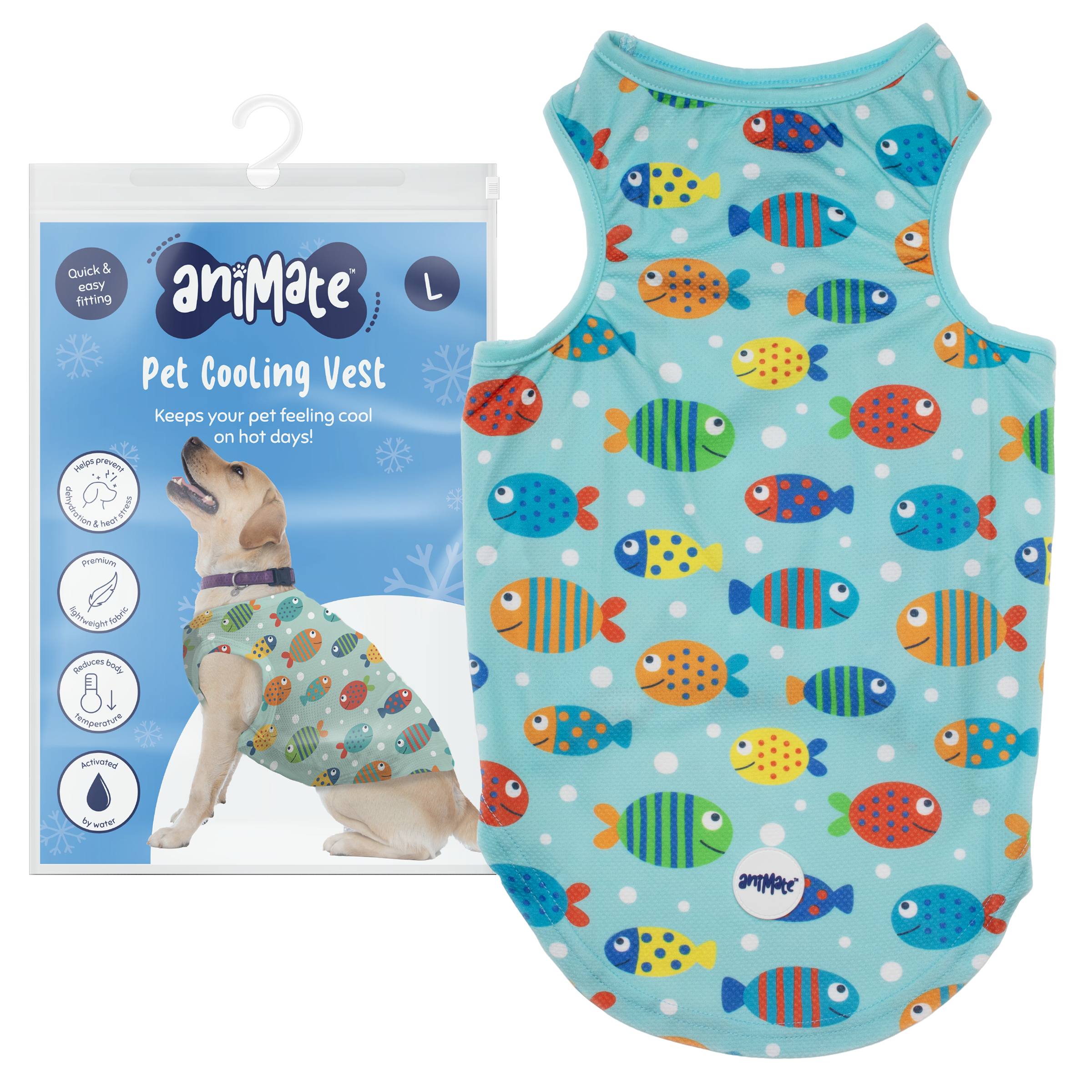AniMate, Fish Pattern Pet Cooling Vest - for Dogs - Image 4