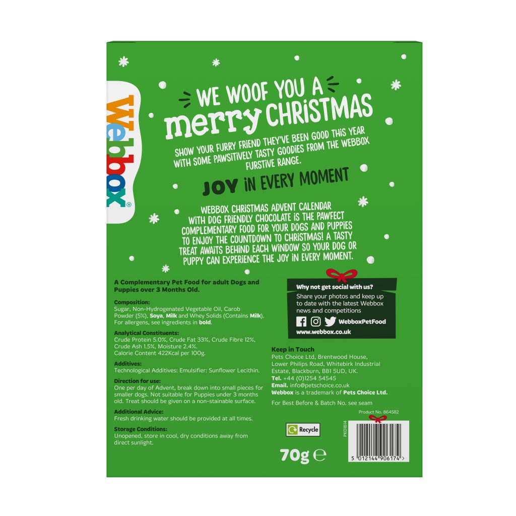 Webbox, Festive Advent Calendar For Dogs Pet Range