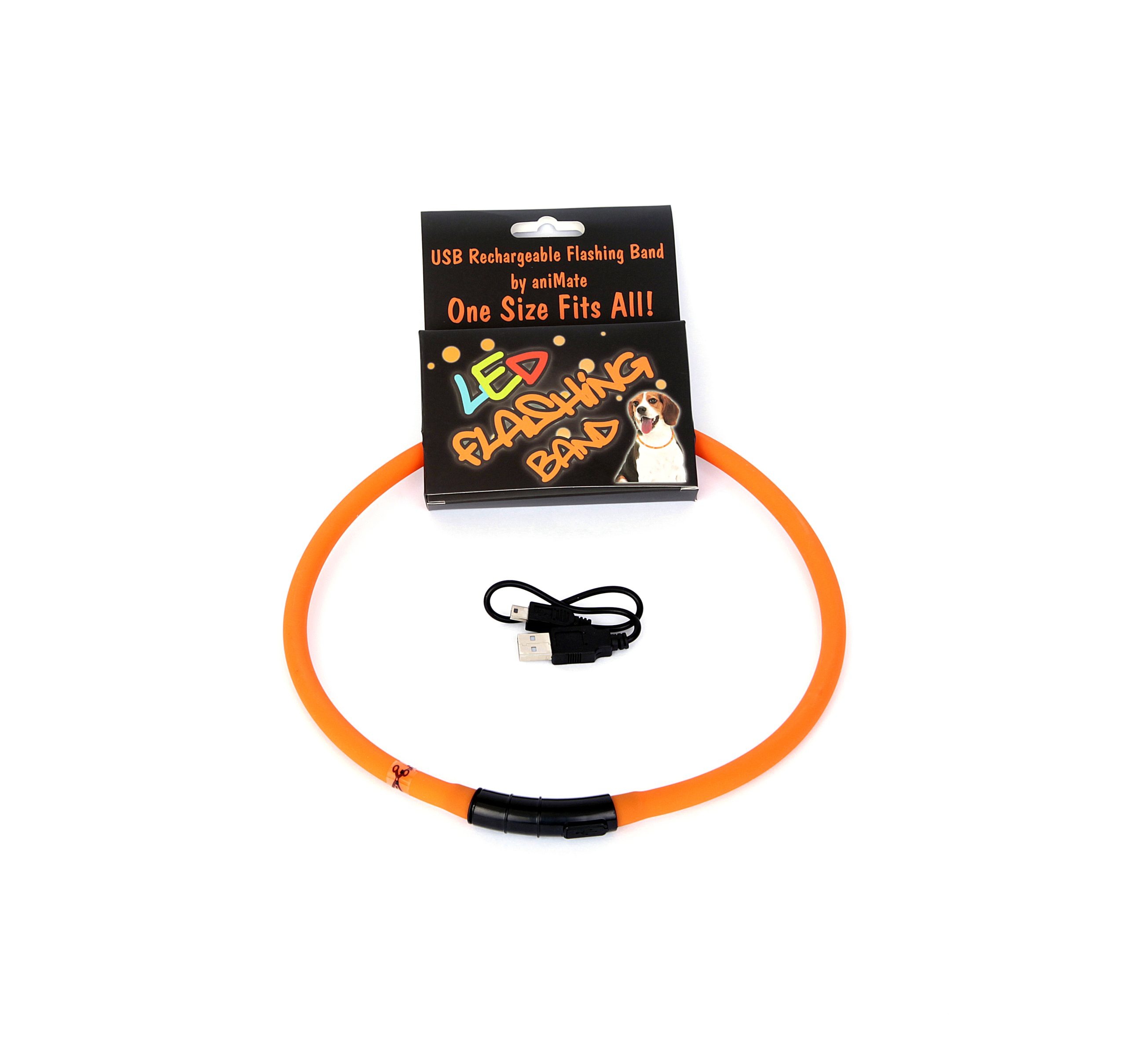 AniMate, 70cm Flashing Orange LED Band for Dogs
