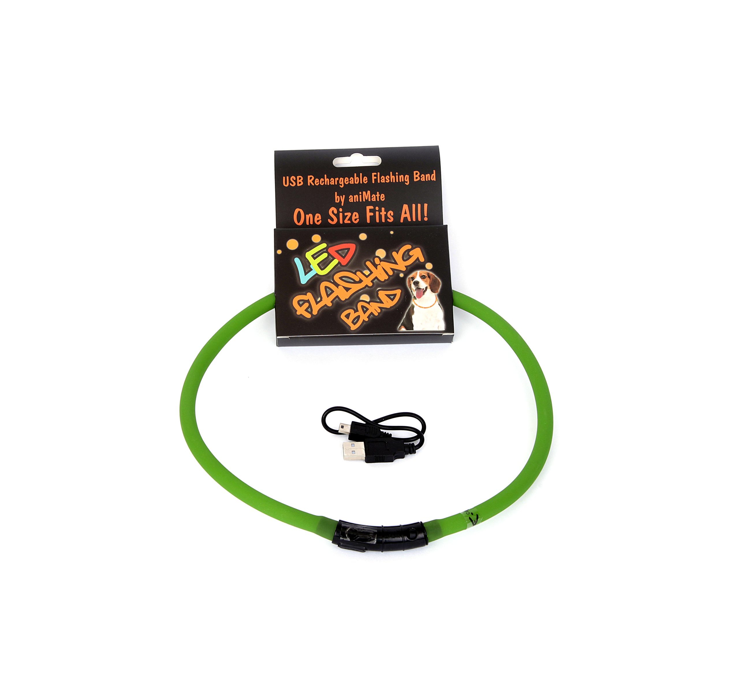AniMate, 70cm Flashing Green LED Band for Dogs
