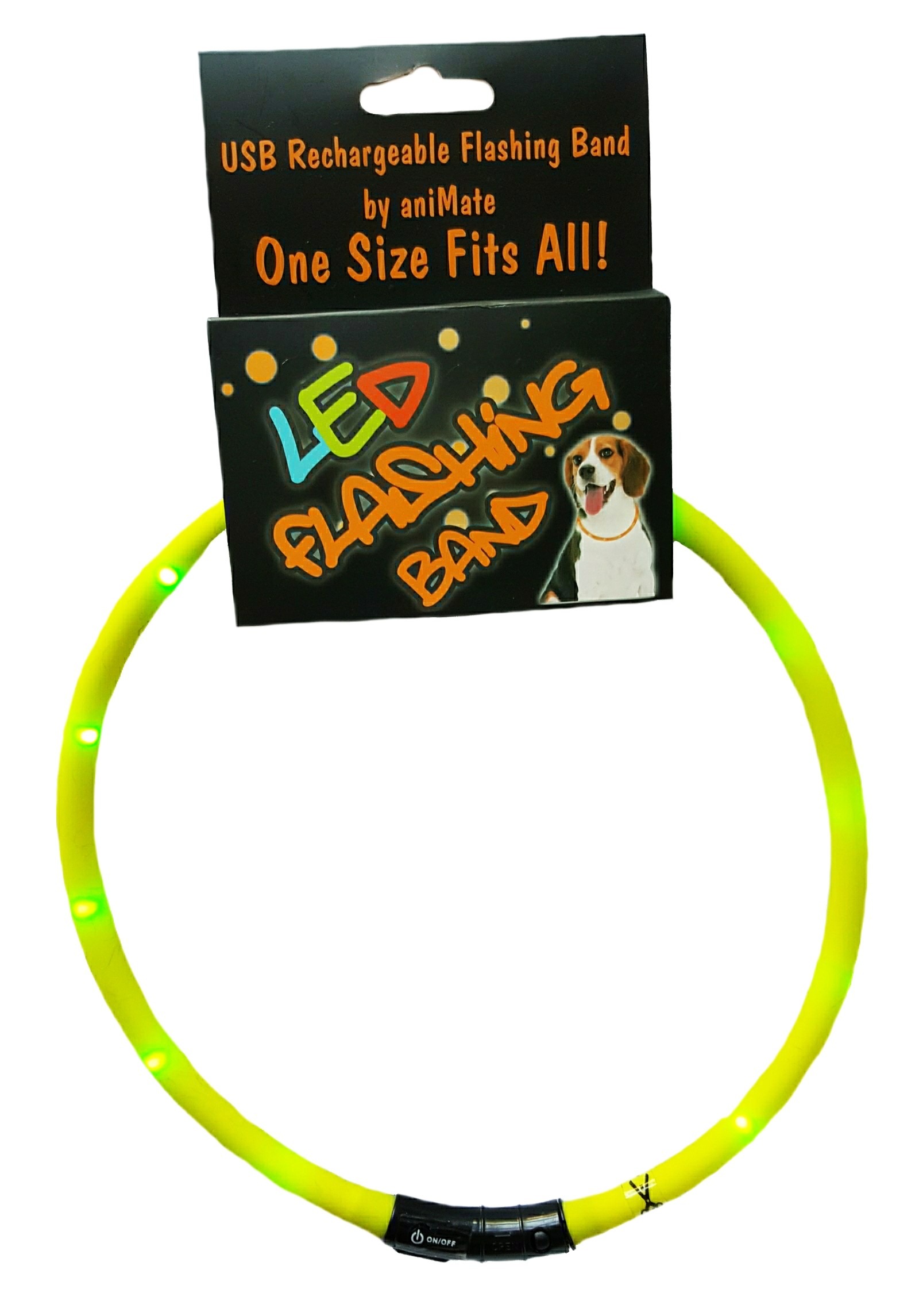 AniMate, 70cm Flashing Flo Yellow LED Band for Dogs