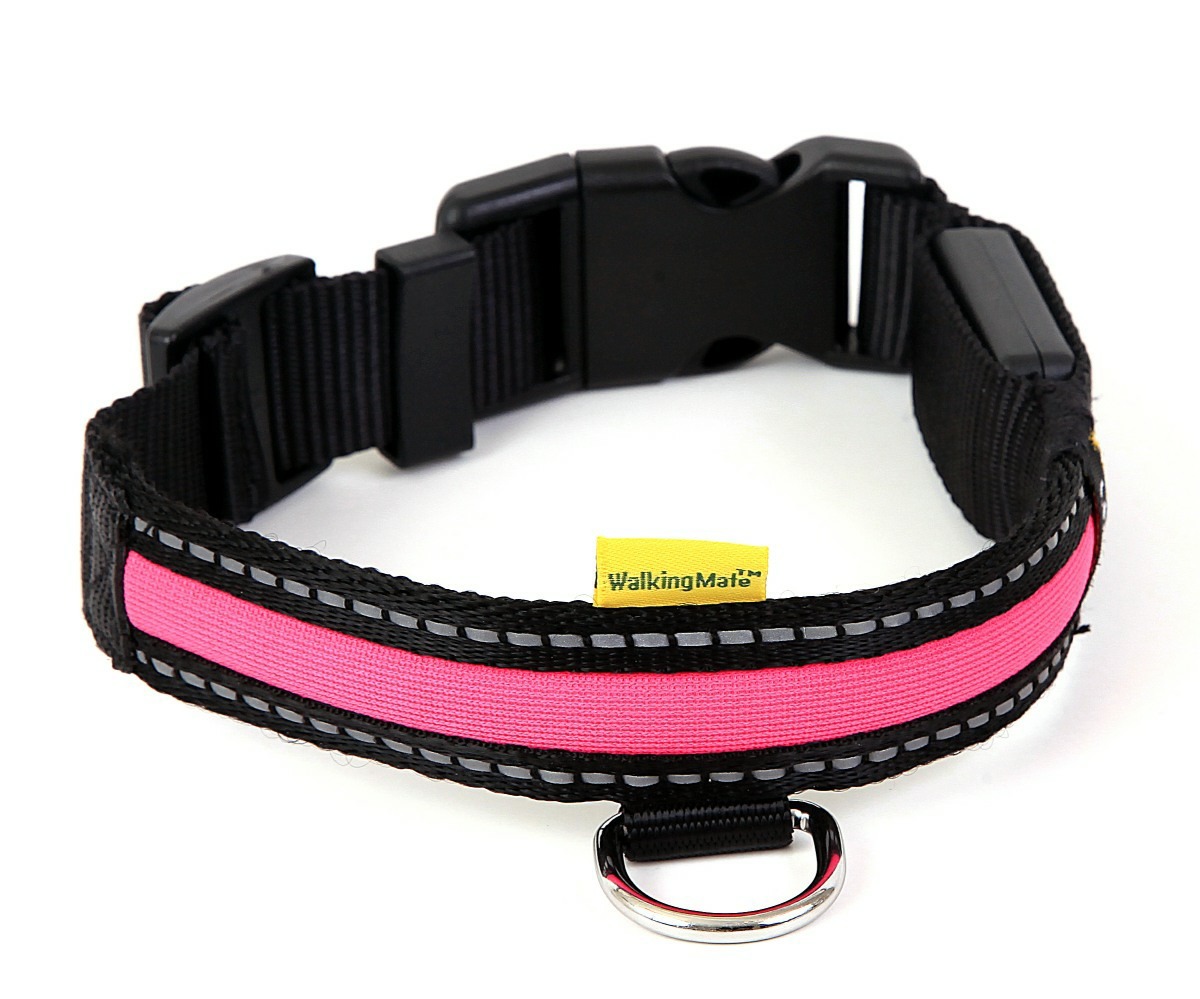 AniMate, Pink LED Adjustable Nylon Colloar for Dogs