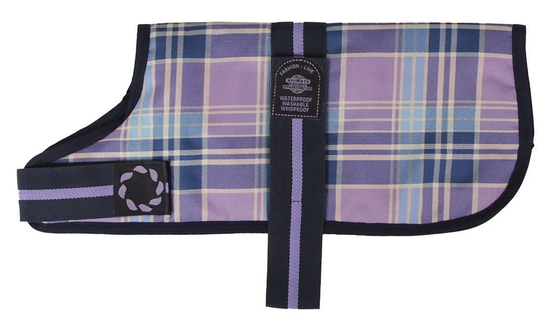 AniMate, Lilac Tartan Padded Waterproof Dog Coat