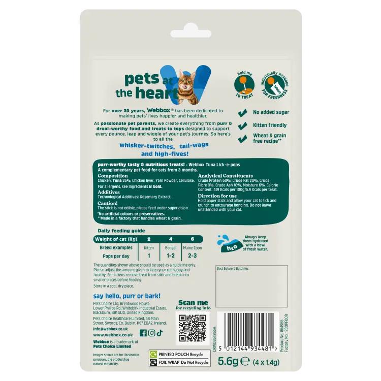 Webbox, Lick-e-Pops Tuna Cat Treats 4 Pack - Image 2