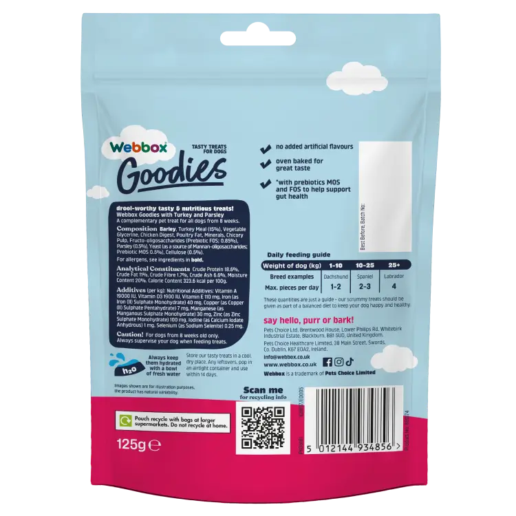 Webbox Goodies Turkey & Parsley Baked Dog Treats 125g - Image 2