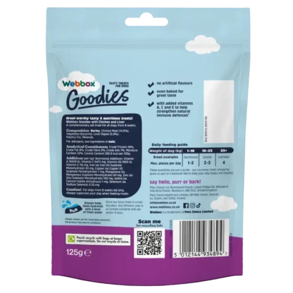 Webbox Goodies Chicken & Liver Baked Dog Treats 125g - Image 2