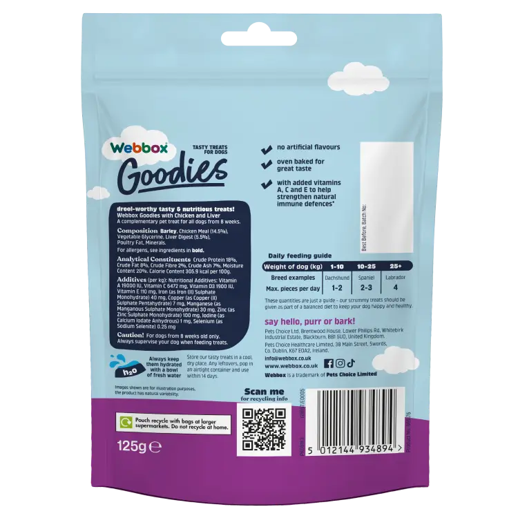 Webbox Goodies Chicken & Liver Baked Dog Treats 125g - Image 2