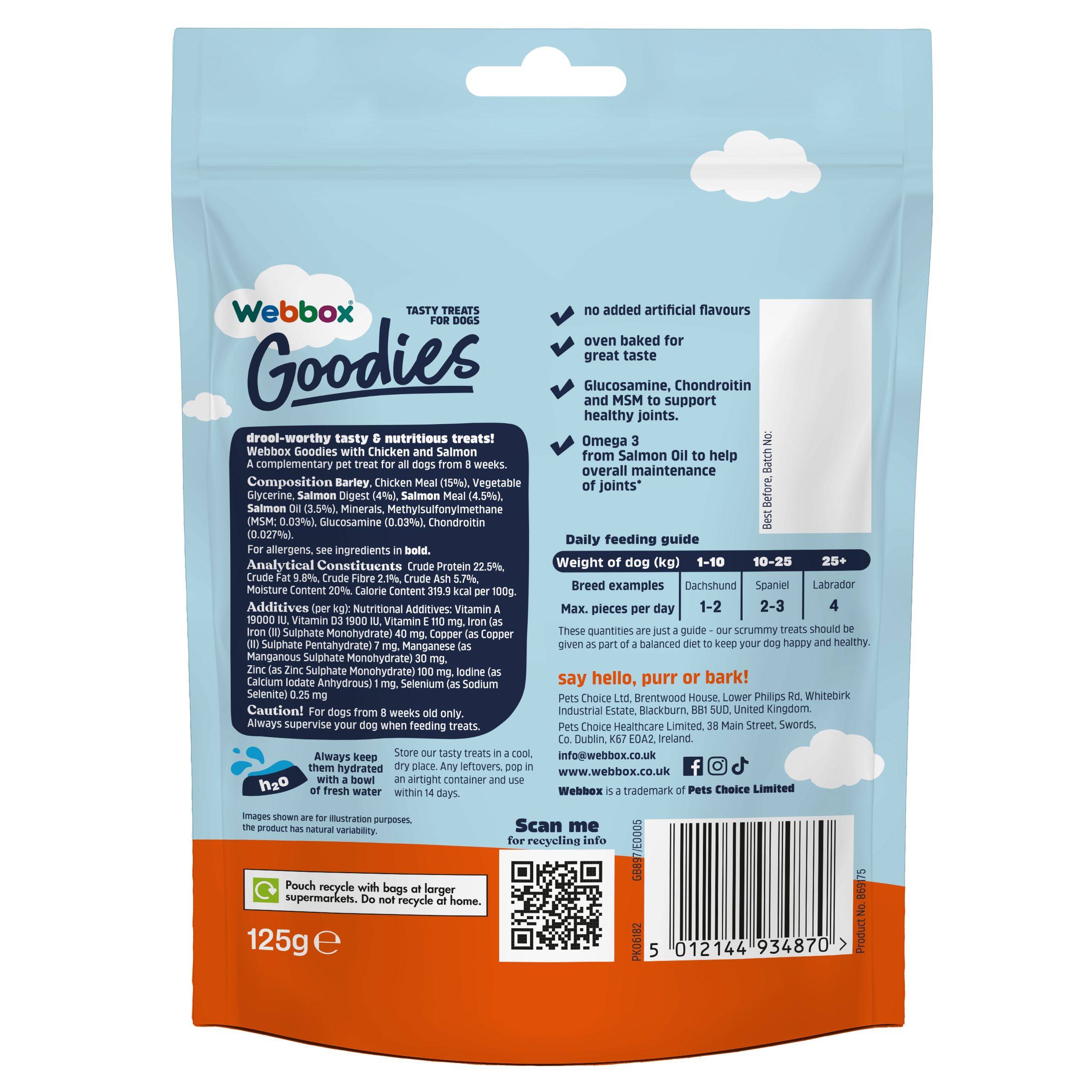 Webbox Goodies Chicken & Salmon Baked Dog Treats 125g - Image 2