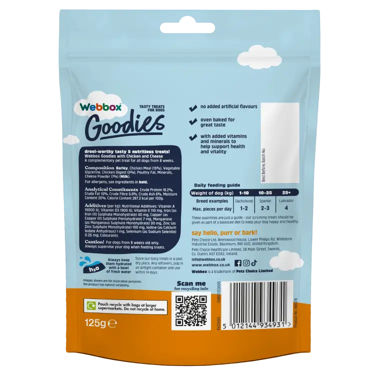 Webbox Goodies Chicken & Cheese Baked Dog Treats 125g - Image 2
