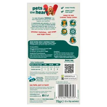 Webbox Lickies Tasty Licks Beef Creamy 5 Pack 75g - Image 2