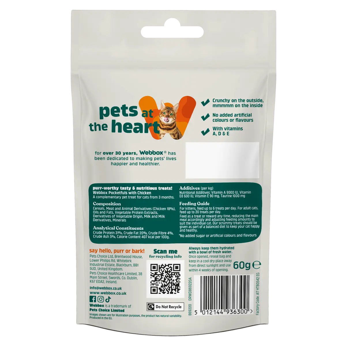 Webbox, Chicken Pocketfuls 60g Cat Treats - Image 2