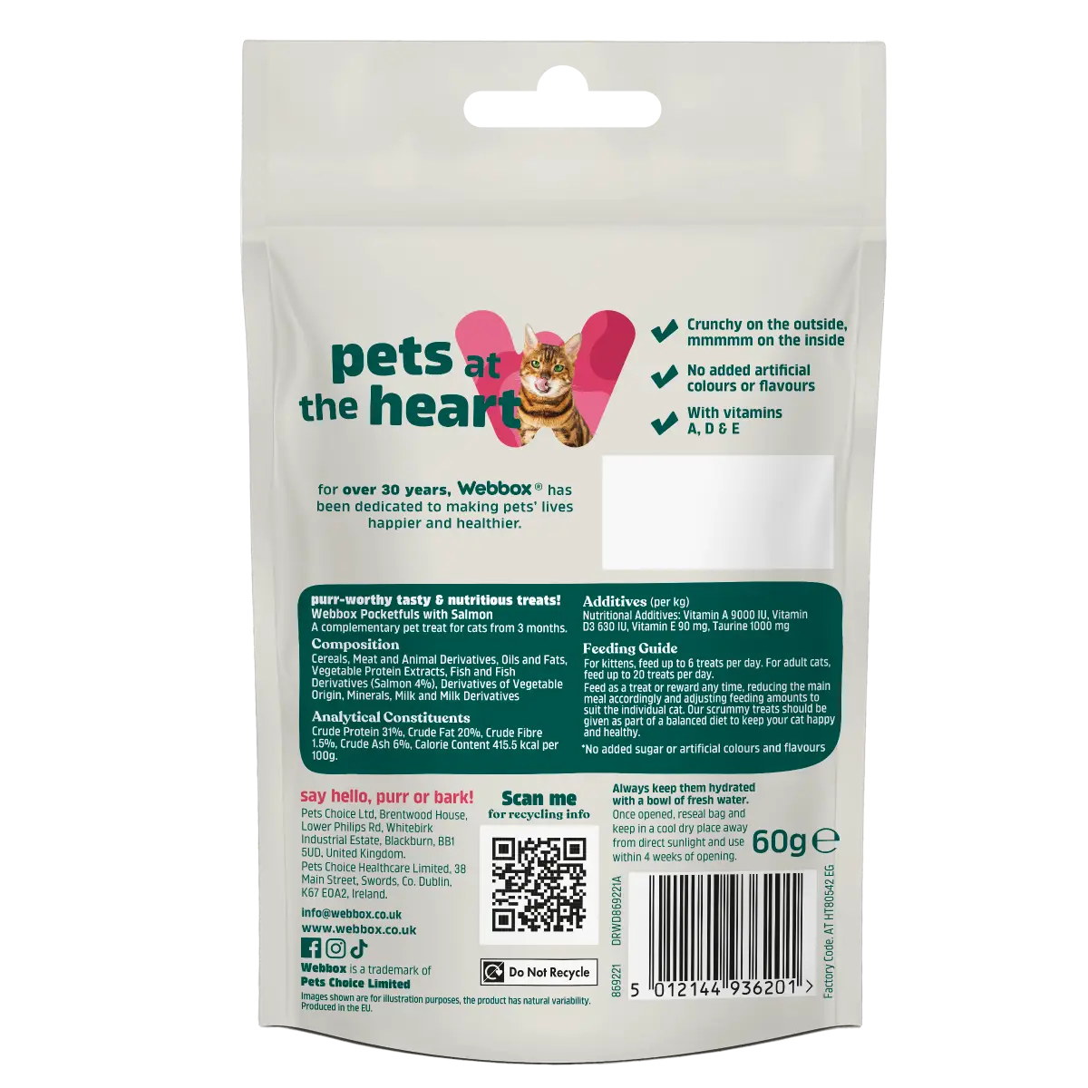 Webbox, Salmon Pocketfuls 60g Cat Treats - Image 2