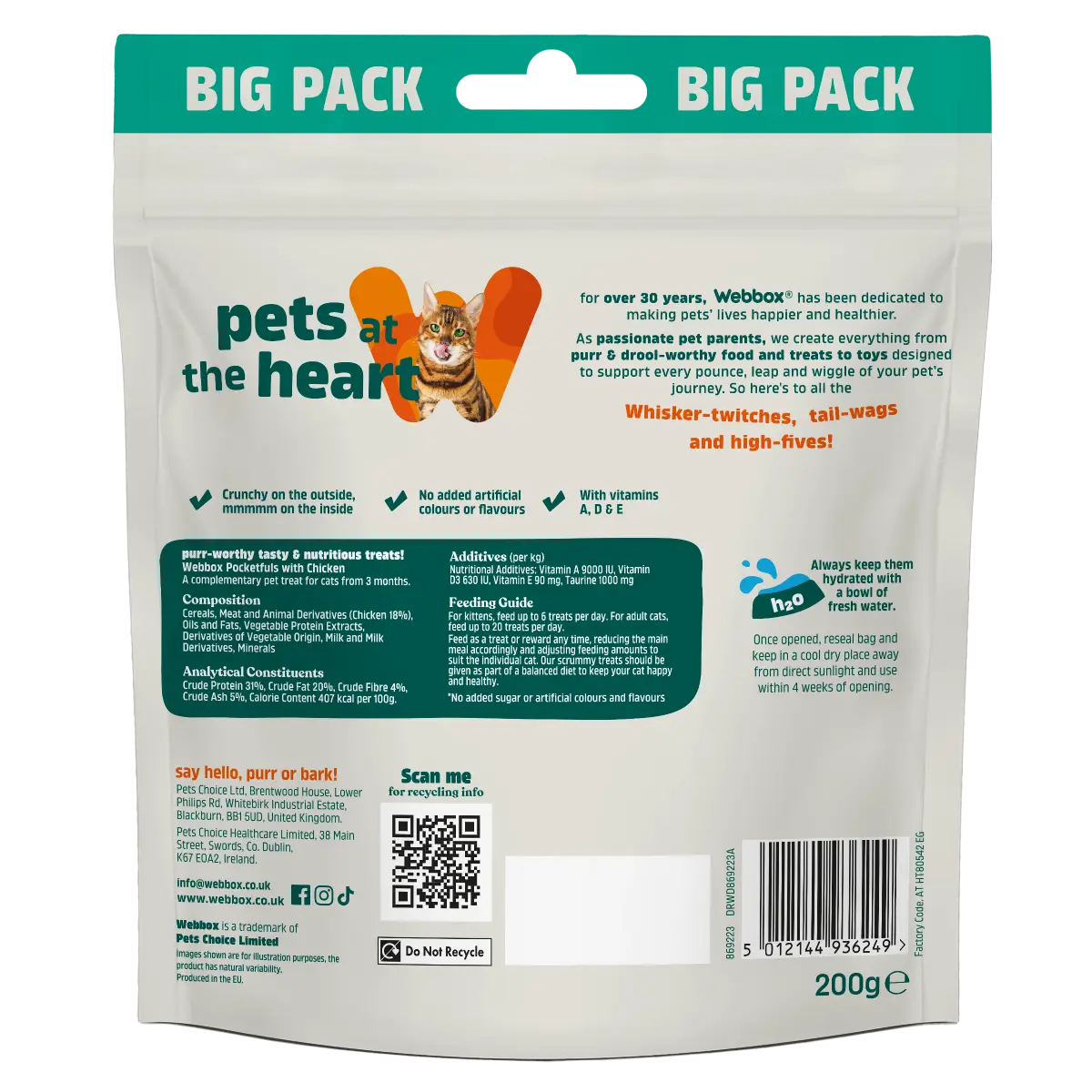 Webbox, Chicken Pocketfuls Big Pack 200g Cat Treats - Image 2
